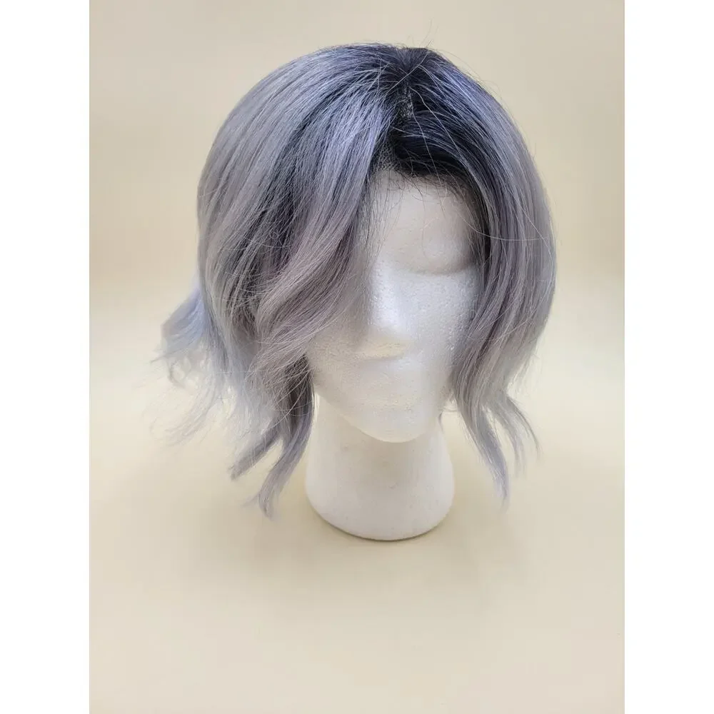 Rene of Paris Rae Wig 2386 Short Wavy Bob Pastel Blue Ombre Dark Roots Synthetic